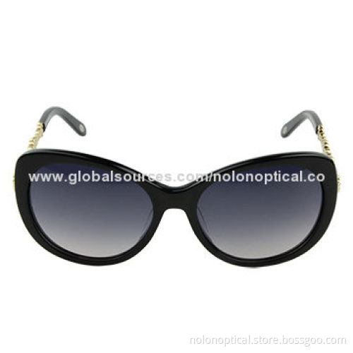 Cat eye fashion acetate sunglasses with metal decoration
